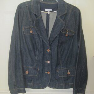FASHION BUG~Denim Jean Jacket Womens~Size 18W~4 Pockets W/Buttons~Cotton/Spandex